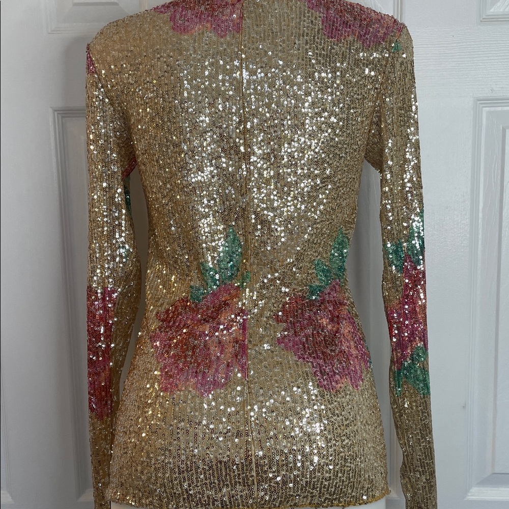 FREE PEOPLE PRINTED GOLD RUSH FLORAL LONG SLEEVE CREW NECK TOP SIZE SMALL NWT - Picture 9 of 12